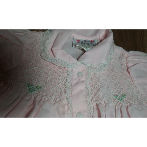 Vtg A Little Angel Baby Girl Pink Dress Smocked Buttoned Front Wide Hem 3-6 Mo - Picture 3 of 11